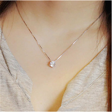 Sterling, clavicle  chain, Diamond Necklace, Jewelry
