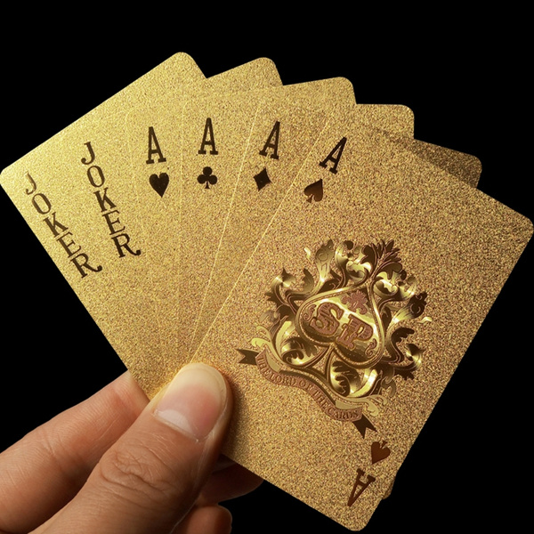 Golden Playing Cards Deck Gold Foil Poker Set Magic Card 24K Gold ...