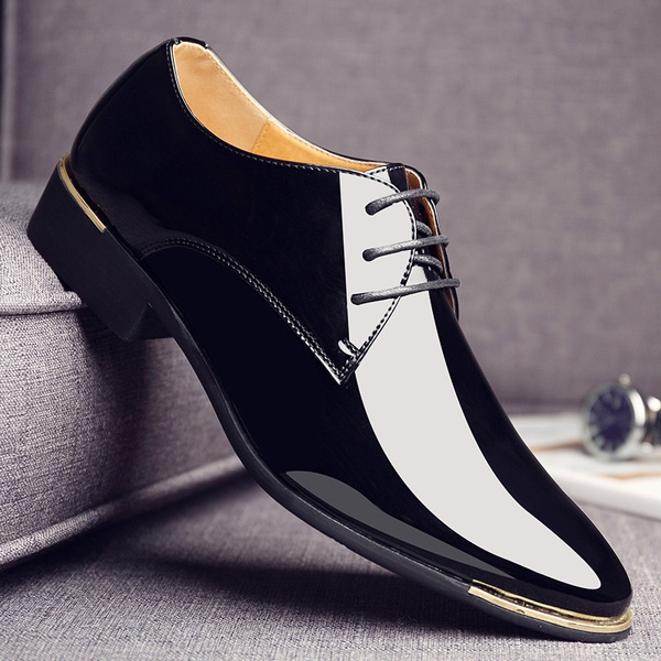 Men's Fashion Leather Lace-up Dress Oxford Pointed Shoes Wedding Shoes ...