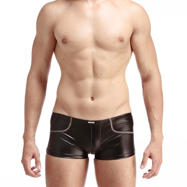 New Men's Sexy Leather Boxer Briefs Underwear Underpants