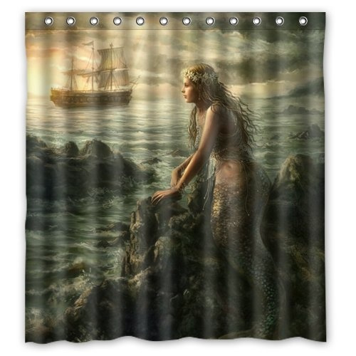 Welcome Waterproof Decorative Vintage, Vintage Mermaid Art Shower Curtain