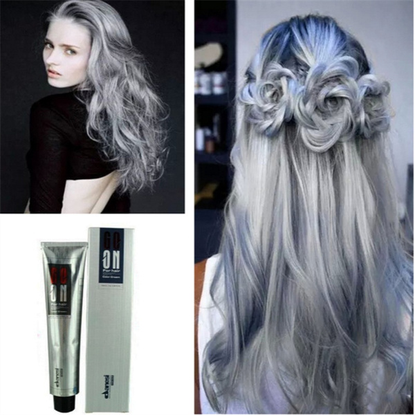 Sliver Gray Hair Color Dye Cream Grey Hair Colour Permanent Hair Dyeing  Non-Toxic Hair Style Cream 100ML | Wish