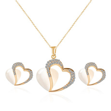 goldplated, heartjewelryset, Fashion, Exquisite jewelry set