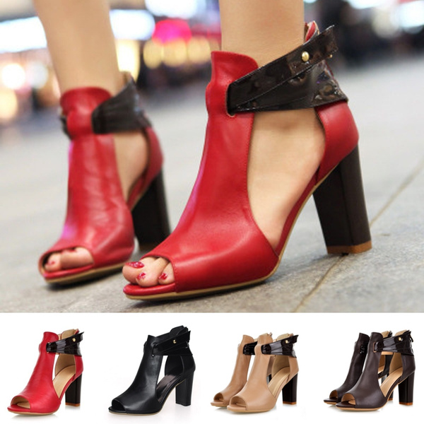 new fashion Size 32-43 Women's Natural Real Genuine Leather High Heel ...