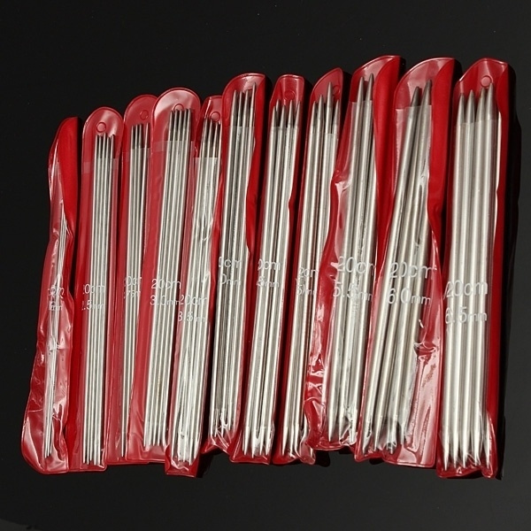 11Set 55PCS Stainless Steel Double Point Knitting Needles 20cm Length