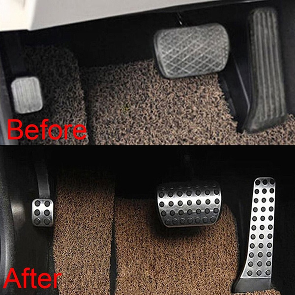 XITER No Drill Anti-Slip Aluminum Gas Brake Pedal Cover Foot Pedal Pads kit For Mercedes-Benz C E S GLC GLE GLK SLK CLS SL Class W204 W205 W213 X253 W167 SILVER