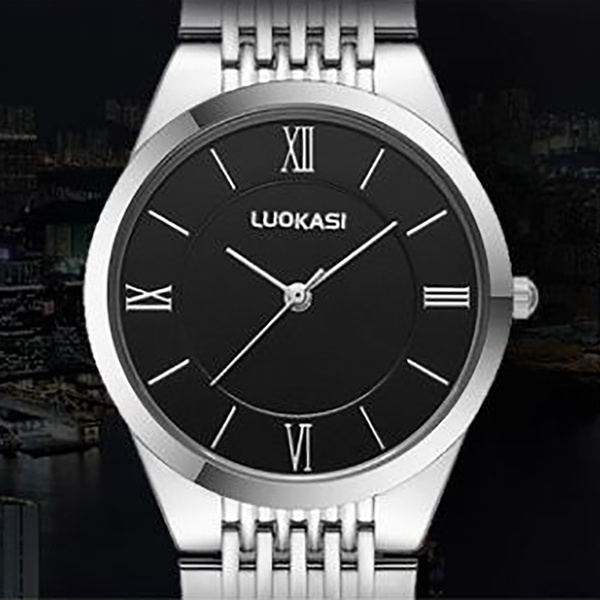 2016 LUOKASI Genuine Men's Fashion Steel Strap Ultra-thin Watches 