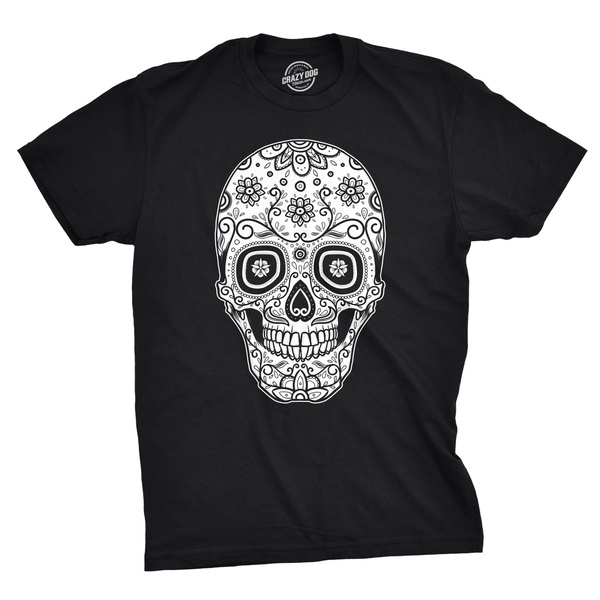 Mens Sugar Skull Cool Mexican Crystal Day of the Dead Mask T shirt | Wish