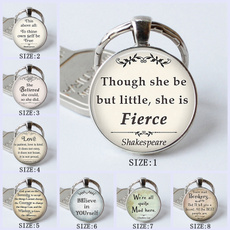 Though She Be But Little She Is Fierce Quote Pendant, Shakespeare Quote, Literary Quote Jewelry Quote Keychain Key Chain