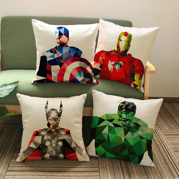 Decorative Throw Pillow Case Watercolor Marvel Superhero Comic Cover 18" 