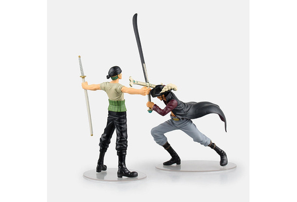 Anime Figurine One Piece Action Figure Dracule Mihawk Vs Roronoa Zoro Swords Katana Pvc Doll Collection Model Toy 2pcs Set 13cm Wish