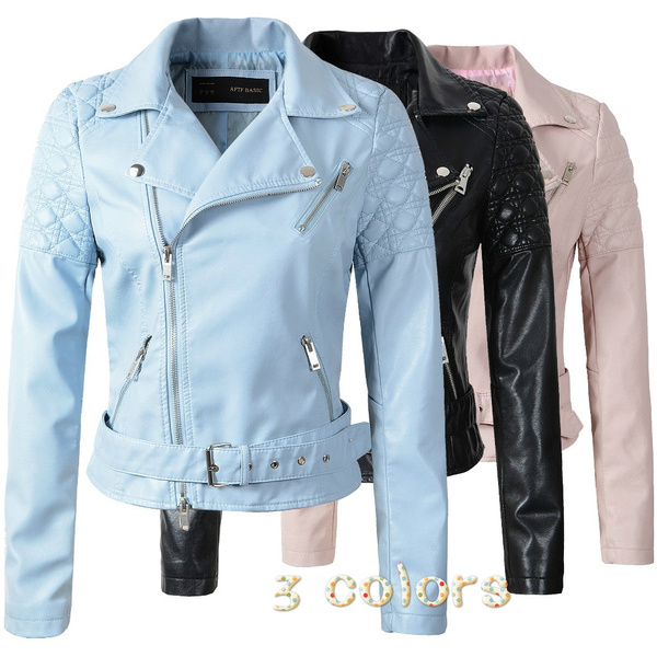 light blue colour leather jacket