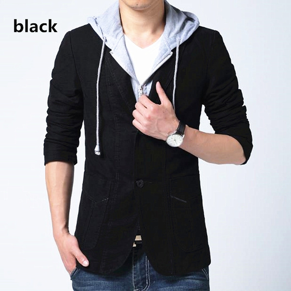 Mens hooded cheap blazer jacket