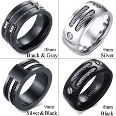 Steel, Stainless, black, vintage ring
