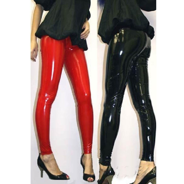 Womens Faux Leather Leggings Wet Look Skinny Trousers Black Patent