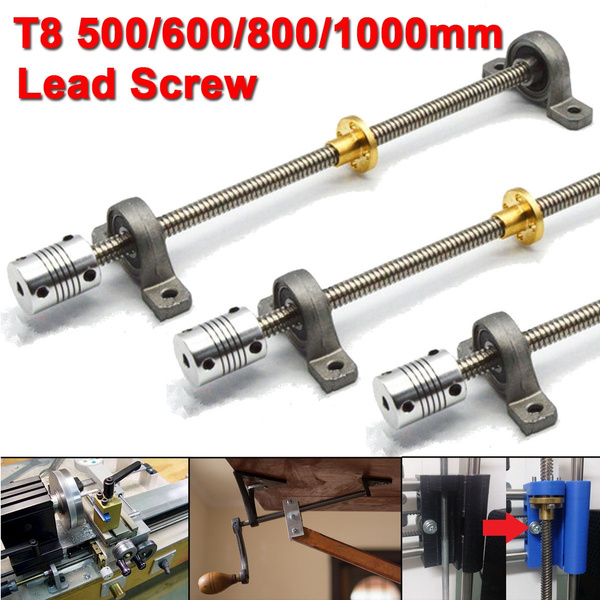 3D Printer T8 1000mm Lead Screw Rod Coupling Shaft Mounting Bearing Screw