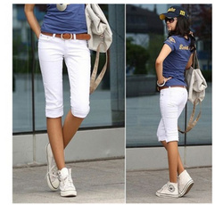 Women's slim elastic cotton capris pants