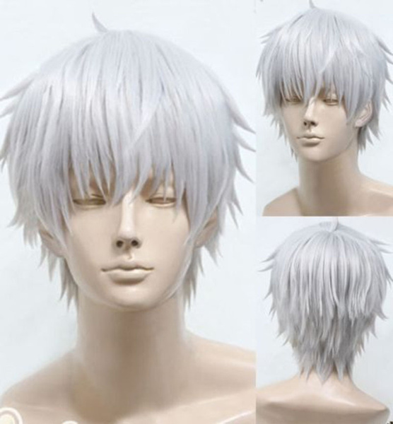 Cosplay Anime Short Wig Silver White Men Fluffy Hair Costume Harajuku Man  Wig | Wish