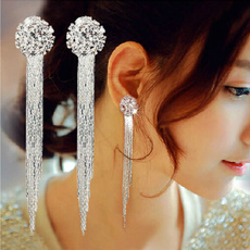 Diamond Earrings long exaggerated temperament round Tassel Earrings