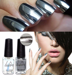  Mirror Nail Polish/Base Coat 1pcs/2pcs set Silver Mirror Effect Metal Nail Polish Varnish Top Coat Metallic Nails Art Tips nail polish 