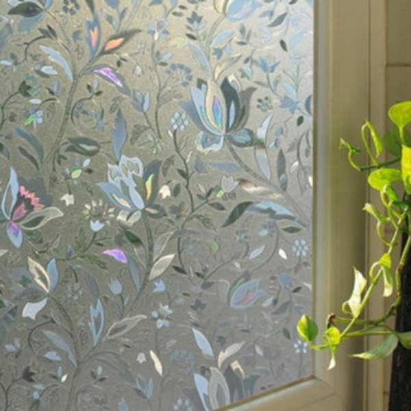 Flower Privacy Window Film Glass Static Cling Frosted Stained Sticker Home Decor