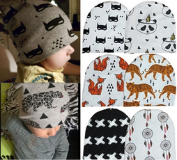 Baby Cap Cartoon Animal Double Printting Cotton Knit Beanie Hats For Toddler Boy Girls Spring Autumn Winter Headwear