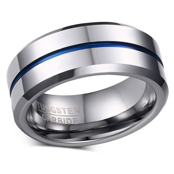 Blue steel ring with cuts on edges