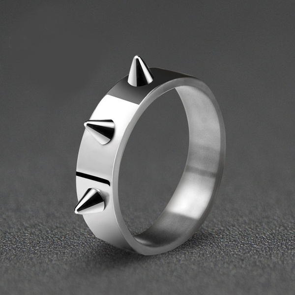 Hot Sale Stainless Steel Punk Spike Rivet Ring Cone for Men