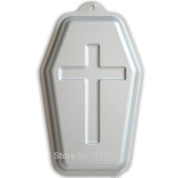 New Metal Halloween Coffin Cake Pan Cross Aluminum Alloy Cake Mold