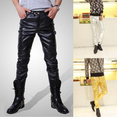 faux leather, Jeans, Men, slim