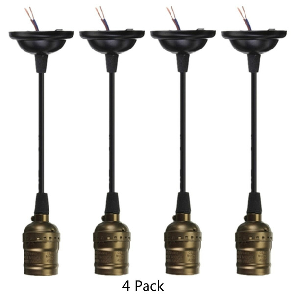 4 Pack E27 Lamp Holder Socket Bulbs Edison Retro Pendant With Wire Without Switch Ac 110 220v Chandelier Copper Wish - Vintage Pendant Bulb Holder 4 Pack E27 Lamp Holder Socket Bulbs Edison Retro Pendant With Wire Without Switch Ac 110 220v Chandelier Copper Wish - Vintage Pendant Bulb Holder