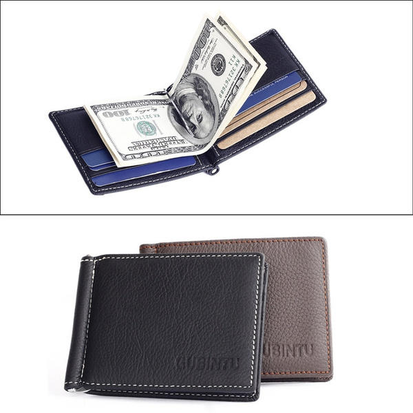 New Pro GUBINTU Genuine Leather Ultrathin Luxury Money Clip Mens Wallet lot FP