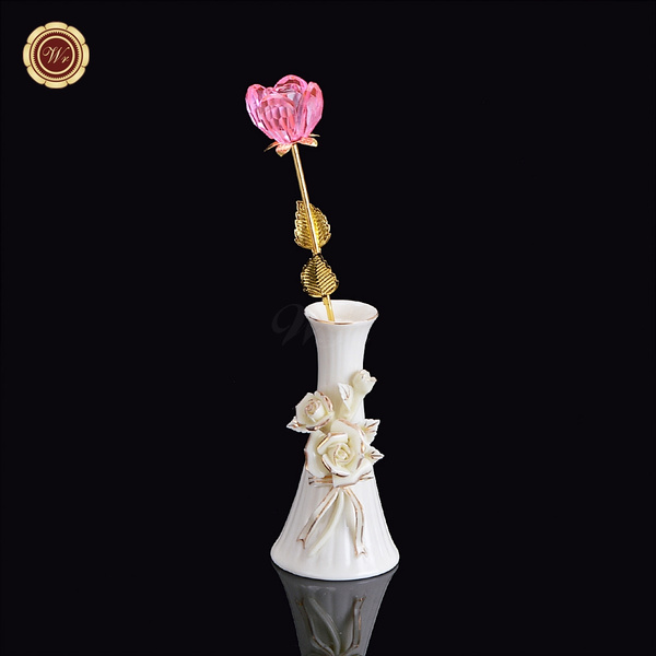 Wr Romantic Last Forever Pink Crystal Long Stem Rose Beautiful Glass