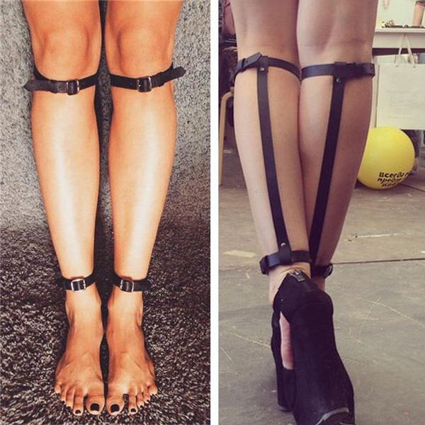 2pc 100% Handcrafted Women Girl Leg Cuff Harness Body Bondage