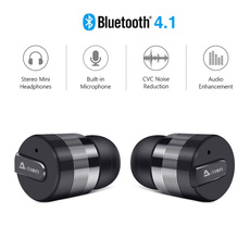True Wireless Earbuds w/Portable Charger.  A-TION® Bluetooth Headphones Smallest Cordless Hands-free Mini Earphones Headset w/ Mic & Noise Reduction