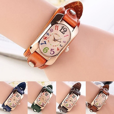 Elegant Faux Leather Band Oblong Case Casual Quartz Wrist Watch for Women
