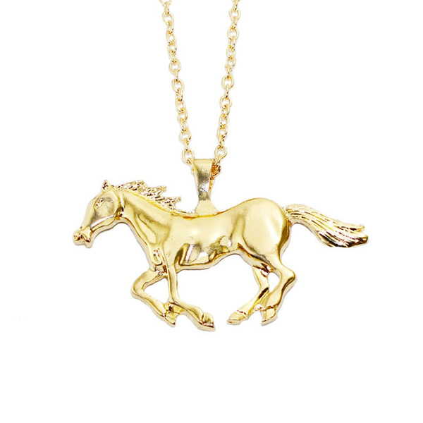 9ct Gold Prancing Horse Pendant Necklace 16 - 20 Inches | Jewellerybox.co.uk