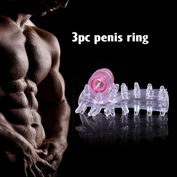 Fashion Beetle 3pcs Peniss Rings Vibration Silicone Men Crystal Delay Lock Sex Product Sleeve