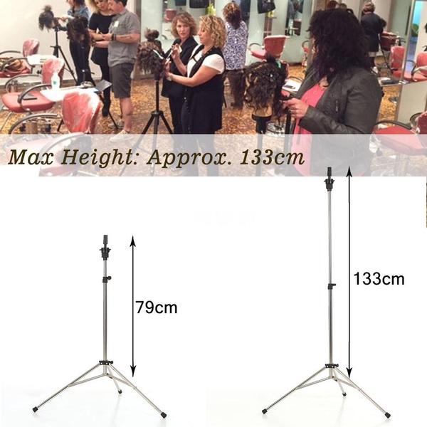 Stainless Steel Hairdressing Tripod Adjustable Wig Head Stand Tripod