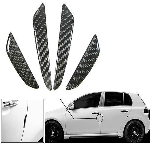 4Pcs Black Carbon Fiber Car Side Door Edge Protection Guards Trims Stickers New 