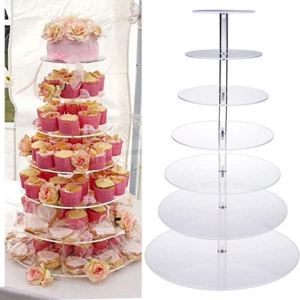 Hot 5~7 Tier Clear Circle Round Cake Stand Wedding Birthday Display Party 