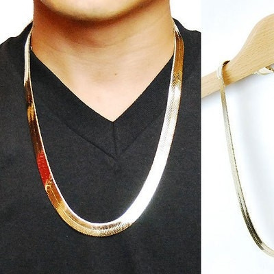 wide flat gold necklace