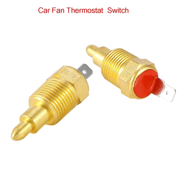 Universal Electric Cooling Fan Switch - 210°F On / 195°F Off, Metal Thermostat For 10"–16" Fans, Gold Push Button