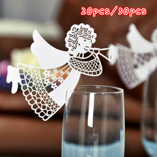 Ohbuybuybuy-20/50pcs Flying Angel Laser Cut DIY Wine Glass Cup Paper Card Table Place Name Cards for Wedding Birthday Party