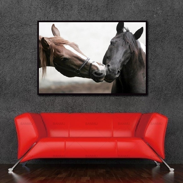 Frameless Horse Canvas Painting Animal Wall Art Picture Living Room Home Decor
