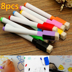  8 pcs  Set Magnetic Dry Wipe White Board Window Markers Pens  Environmental Whiteboard Pen Whiteboard Marker with A Brush（8 colors）
