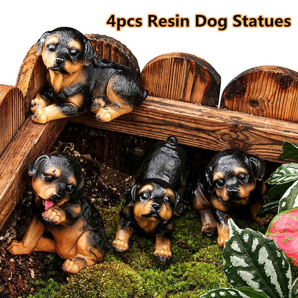 4pcs Cute Resin Rottweiler Dogs Pet Puppy Ornament Miniature Dollhouse Home Garden Yard Statues Decoration W S2fashion Wish