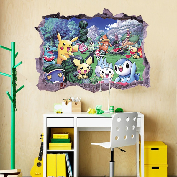 60*90 cm Pokemon Wall Stickers for Kids Rooms Home Decorations ...