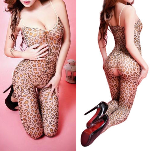 Sexy Lingerie Leopard Bodystocking Teddy Dress Bodysuit Nightwear Underwear  Hot