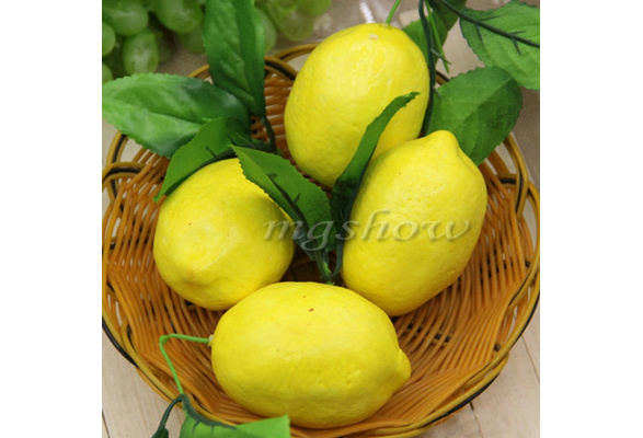 6pcs Lemon Artificial Fruit Fake Theater Prop Staging Home Decor Faux Lemons 